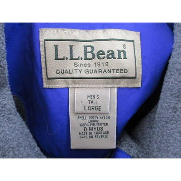 LL Bean Jacket Vest Men Large Tall LT Blue Fleece Lined Sleeveless Windbreaker - Picture 10 of 10